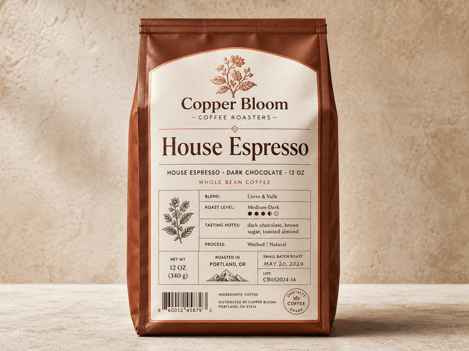 Large Bag Front Label coffee bag label example